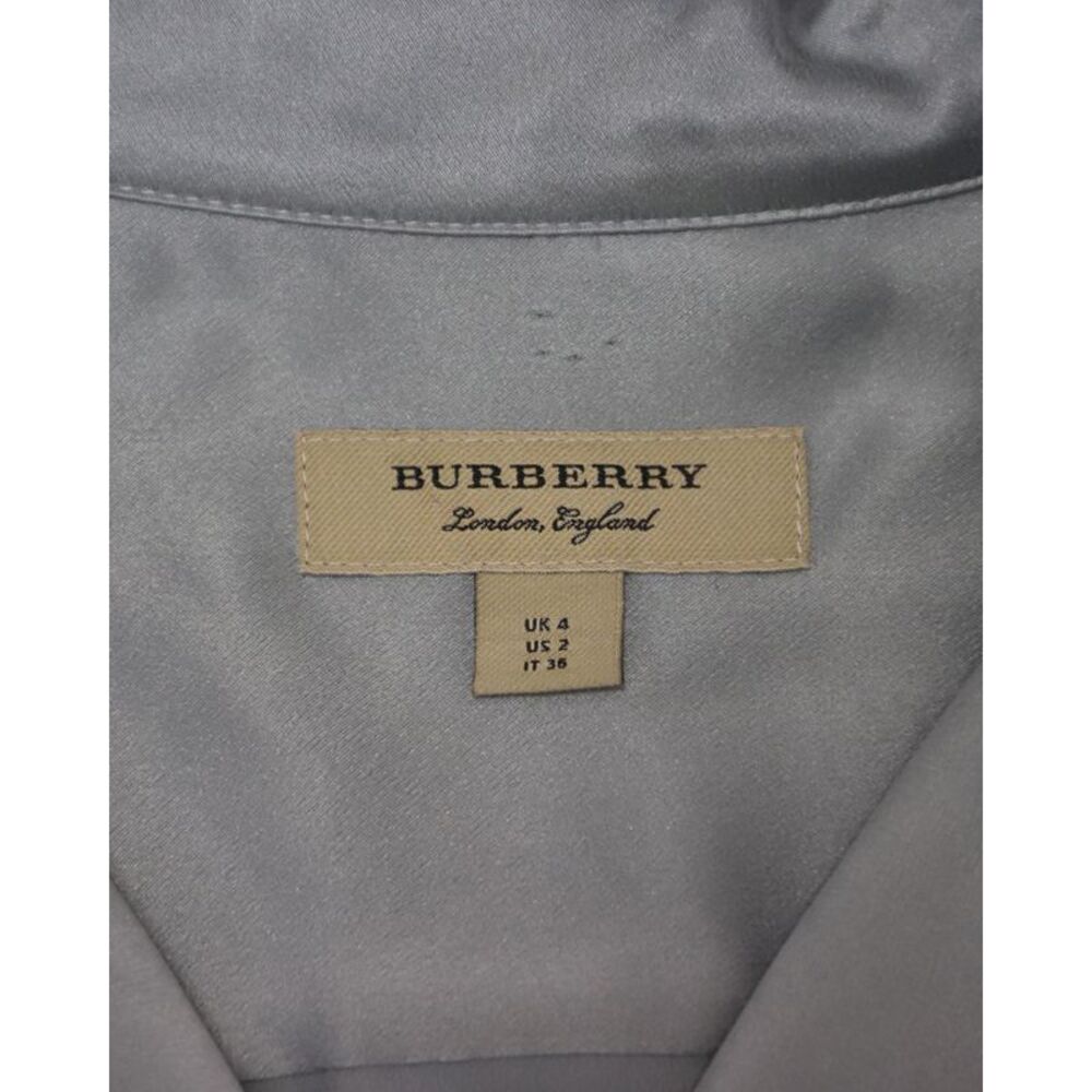 Burberry Midi Wrap Shirt Dress in Pale Blue Silk-Satin - Picture 5 of 6
